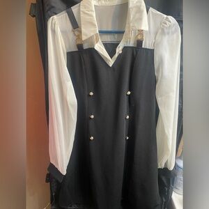 Black and White Dress with Gold Accents